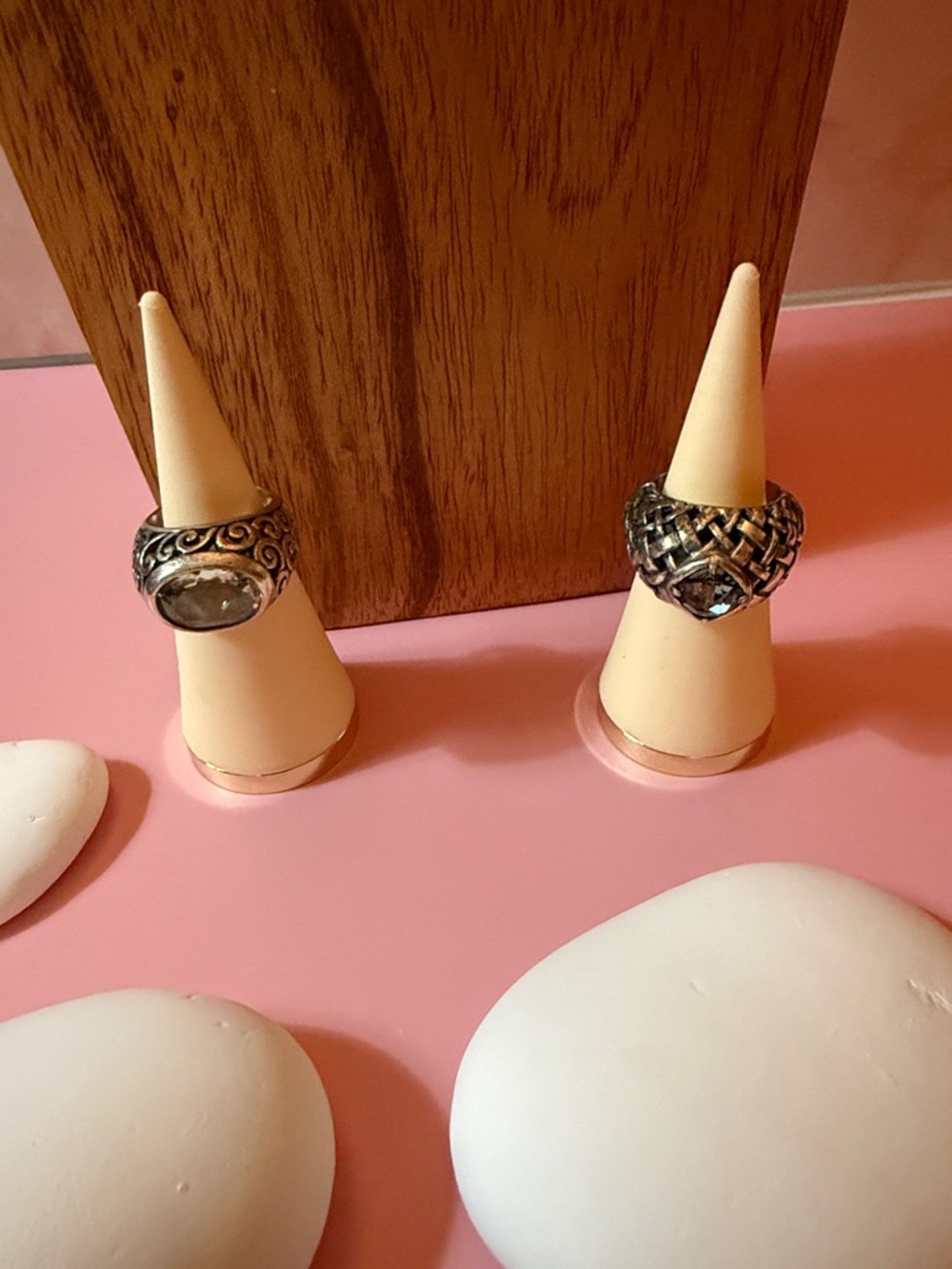 Silver Statement Rings — Clear Stones